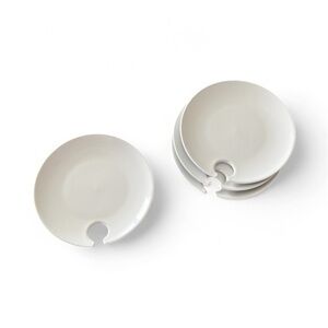 Vintage Libbey White Ceramic 8” Appetizer Plate With Wine Glass Holder Set of 4